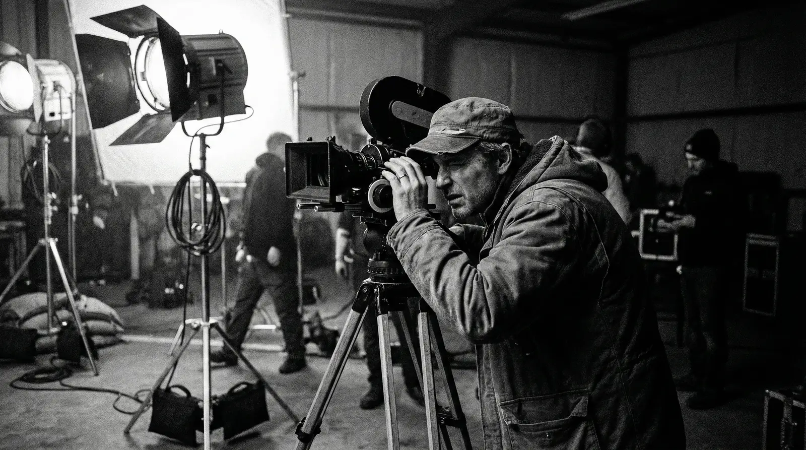 独立电影 拍摄现场摄影师操作摄影机